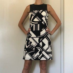 RALPH LAUREN Black and white geometric dress